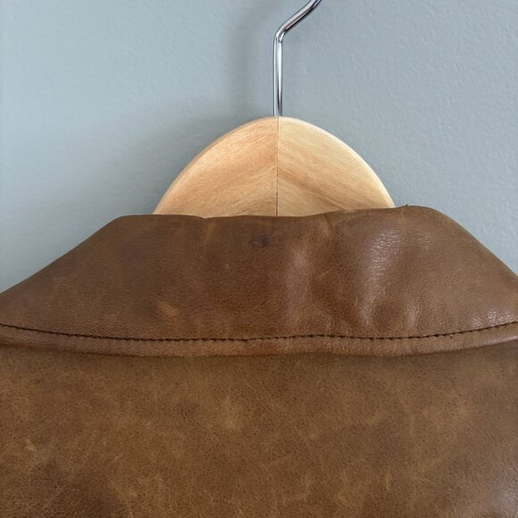 90s Camel Brown Leather Jacket - Picture 10 of 12